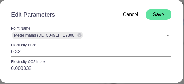 Overall Energy Usage Widget Edit Screenshot