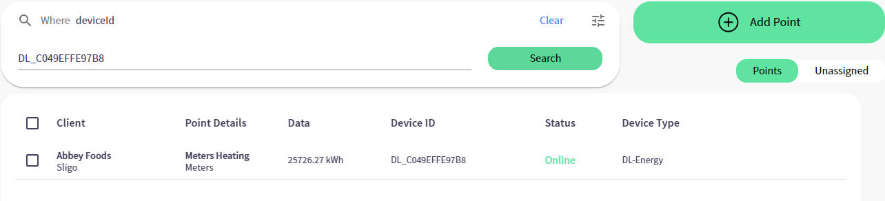 Devices Search Sample Screenshot
