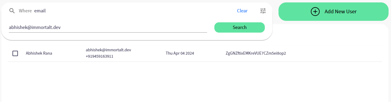 user Search Sample Screenshot